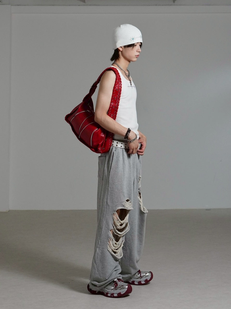 受注制【Chikashitsu +】big zip Non-leather material bag / 【チカシツプラス】ビックジップノンレザーショルダーバッグ