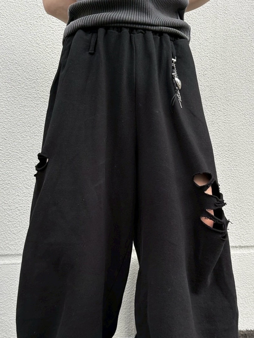 【LUV CODE】damage wide sweat pants (3color)