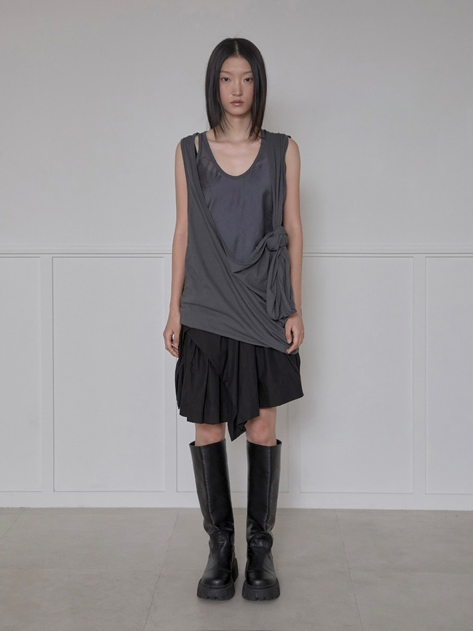 【FLAREUP】Asymmetrical Draped Layered Skirt