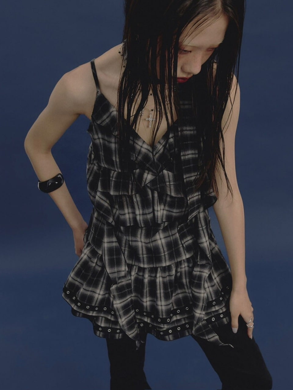 【NOT KNOWING】Tiered Eyelet Ruffle Dress / 【ノットノーイング】ティアードアイレットラッフルドレス