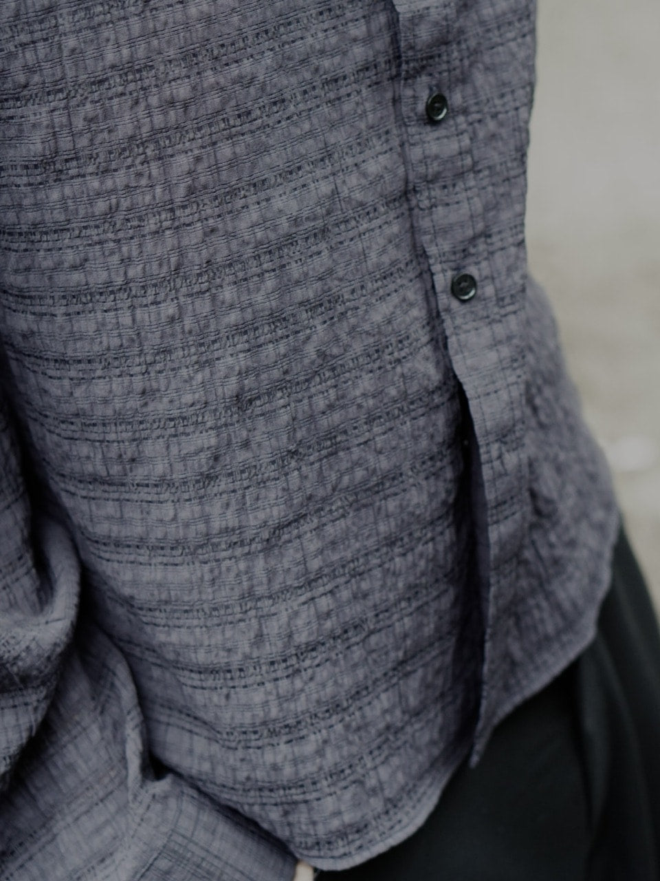 東京店WEB限定受注制【Chikashitsu +】cropped check sheer shirt / 【チカシツプラス】クロップドチェックシアーシャツ (3color)