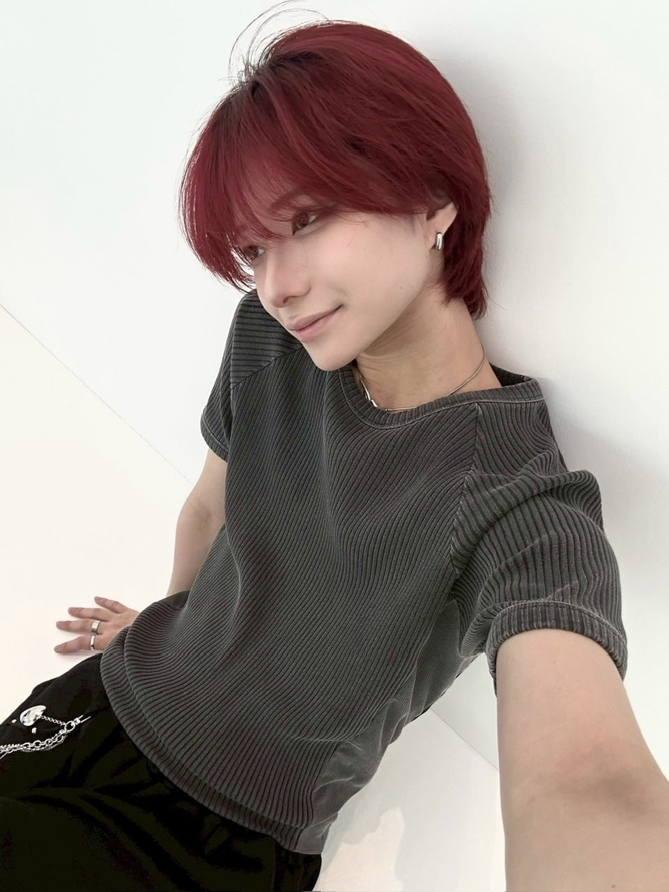 受注制【LUV CODE】mesh pigment rib tee (2color)