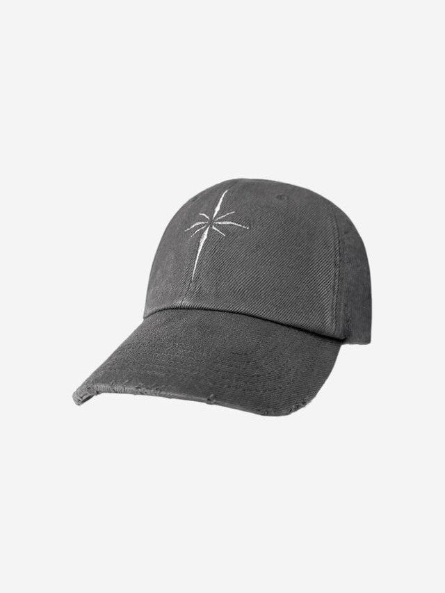 【BLR BLUER】Snowflakes Logo Washing Denim Ball Cap