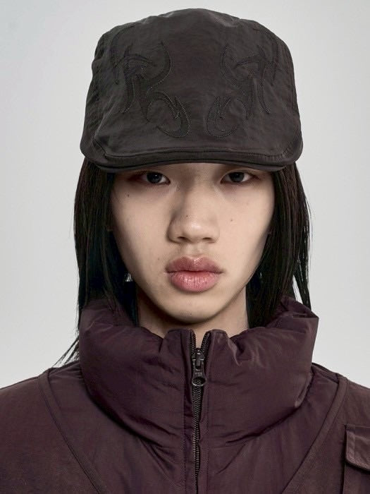 【AJOBYAJO】Tribal Logo Nylon Flat Cap / 【アジョバイアジョ】トライバルロゴナイロンハンチング帽