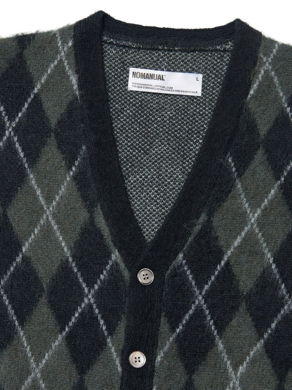 【NOMANUAL】ARGYLE HAIRY CARDIGAN