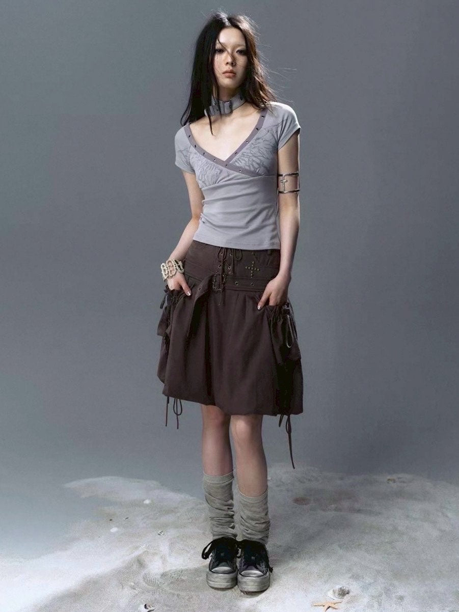 【Cest Nous】Butterfly Top / 【セヌー】チョーカーセットバタフライ半袖Tシャツ