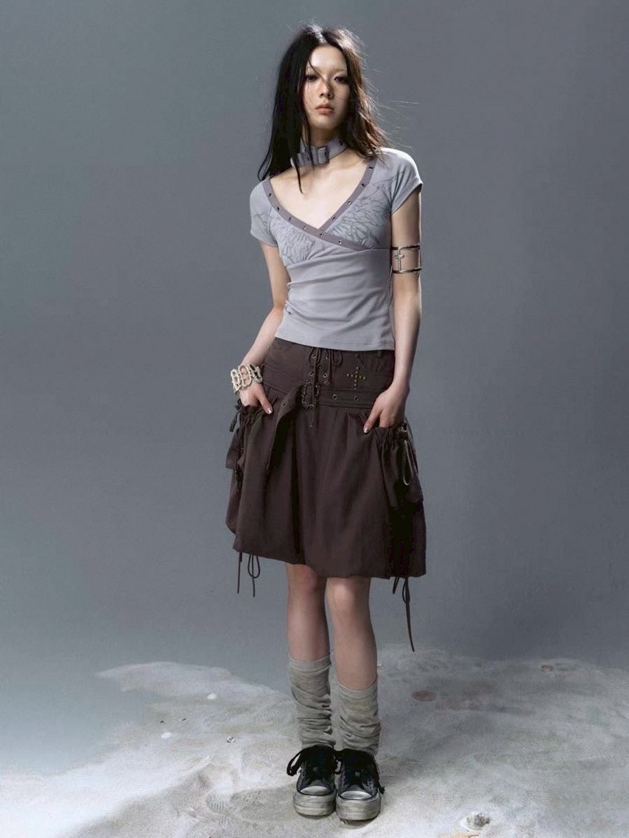 【Cest Nous】Petal Skirt / 【セヌー】ベルトポケットバルーンスカート