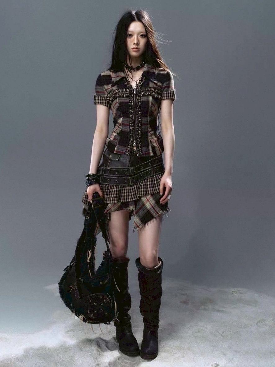 Cest Nous】Plaid Leather Skirt – PRESSING WEB SHOP