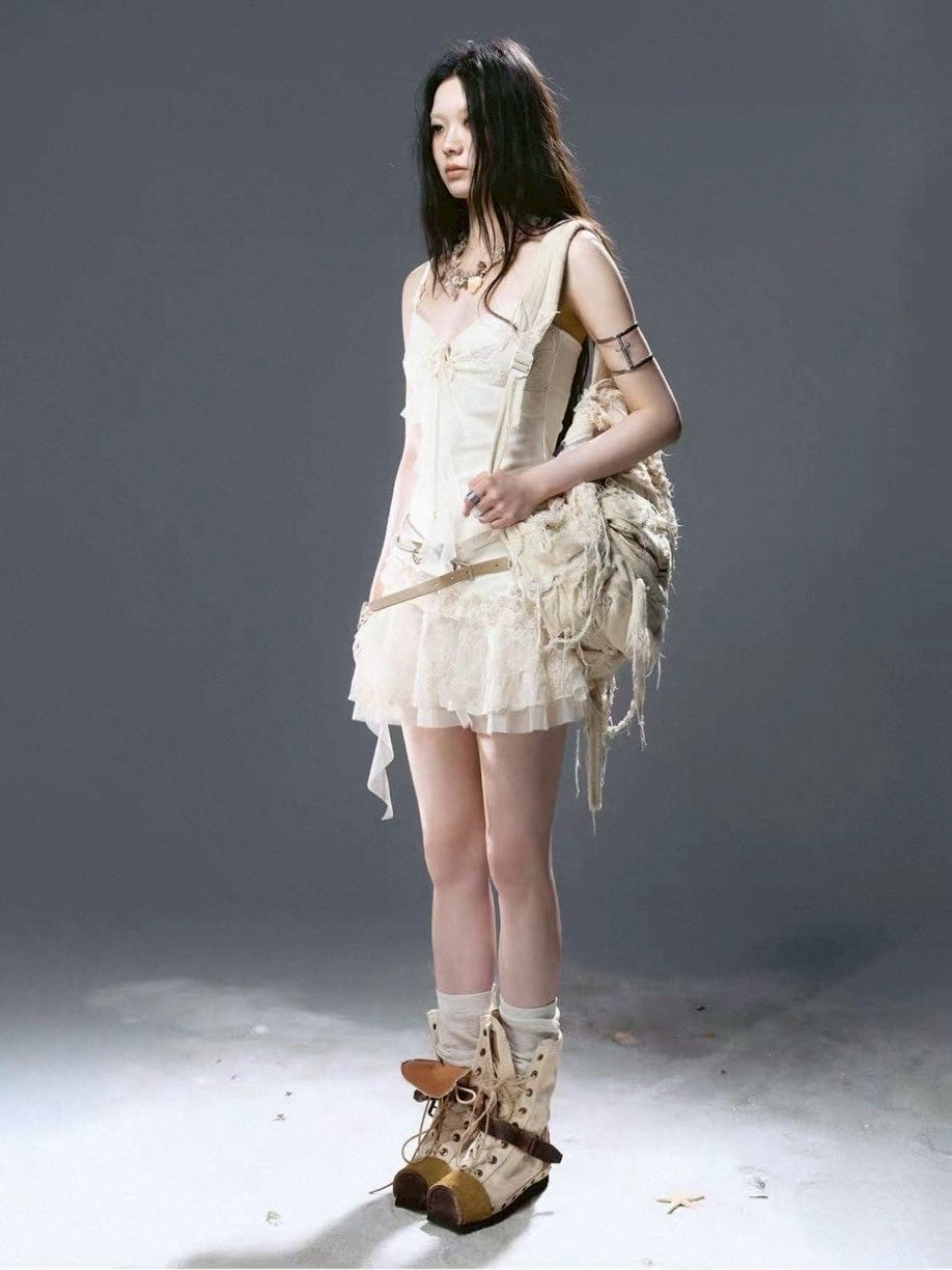 【Cest Nous】Belted Slip Dress / 【セヌー】ベルトフリルキャミワンピース