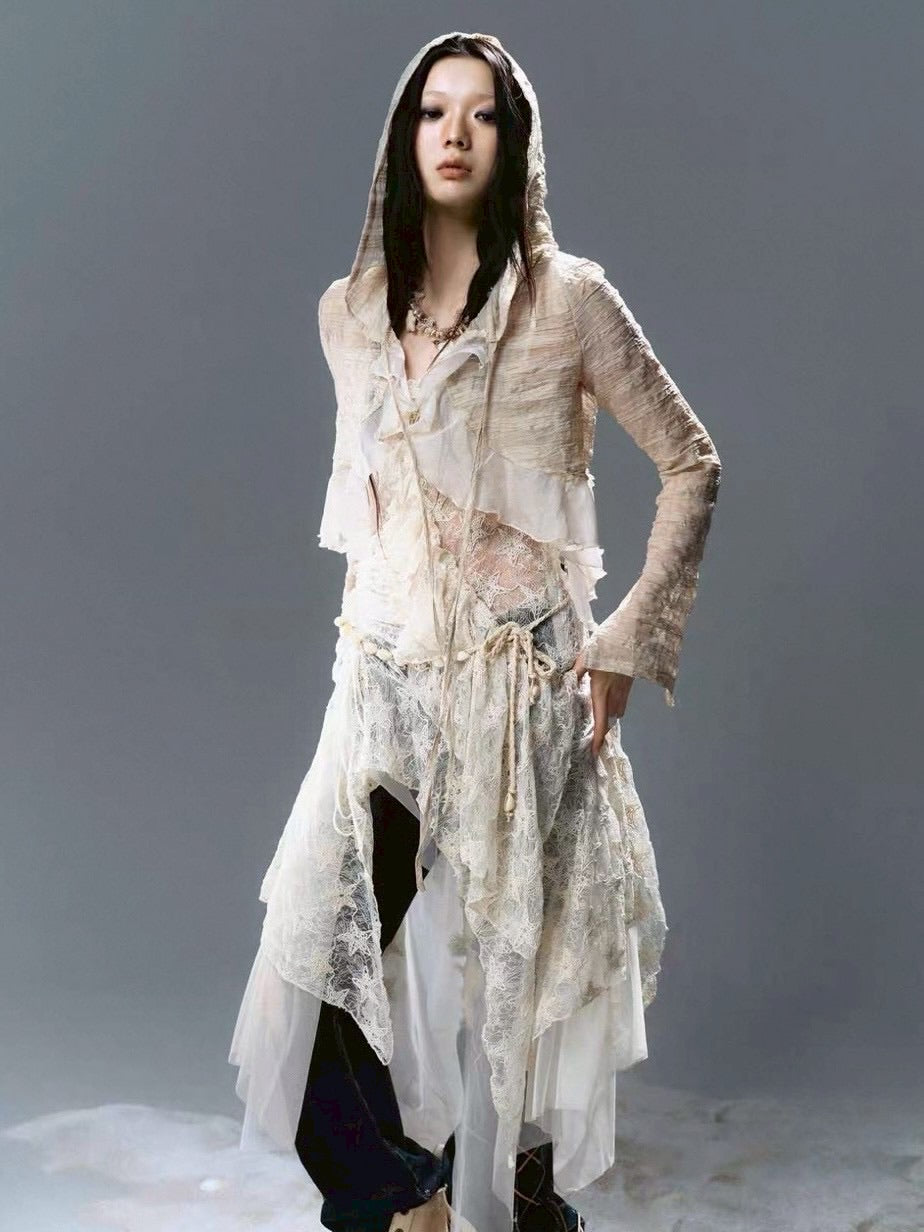 【Cest Nous】Star-Embellished Tulle dress / 【セヌー】レースフリルチュールキャミワンピース