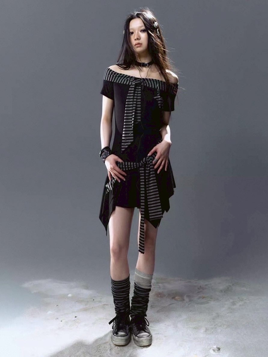 【Cest Nous】Starfish Striped Dress / 【セヌー】スターストライプワンピース