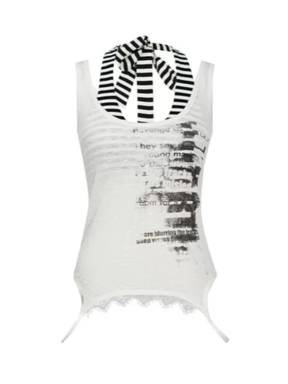 【Cest Nous】Graffiti Tank Top / 【セヌー】2wayグラフィックボーダーレイヤードタンクトップ