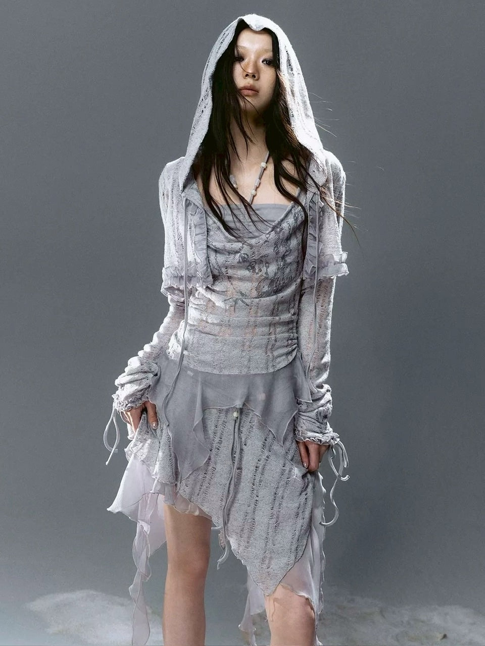 【Cest Nous】Blue Beaded Skirt / 【セヌー】レースシースルースカート