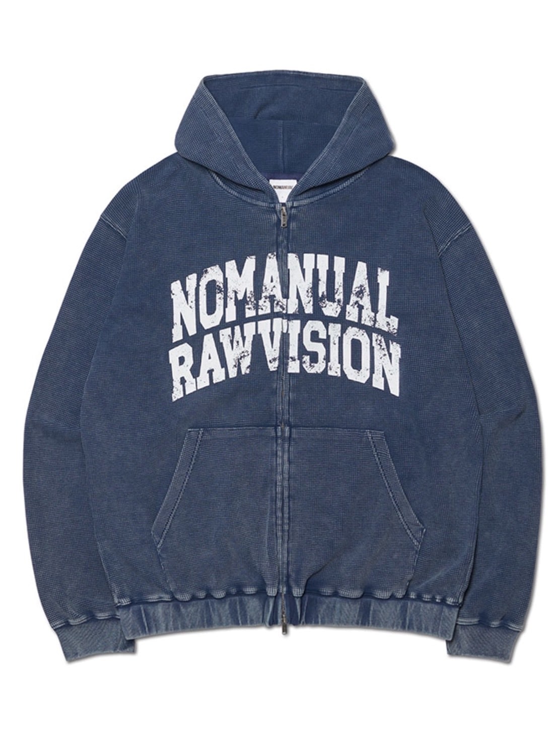 【NOMANUAL】VINTAGE WAFFLE HOODED ZIP-UP