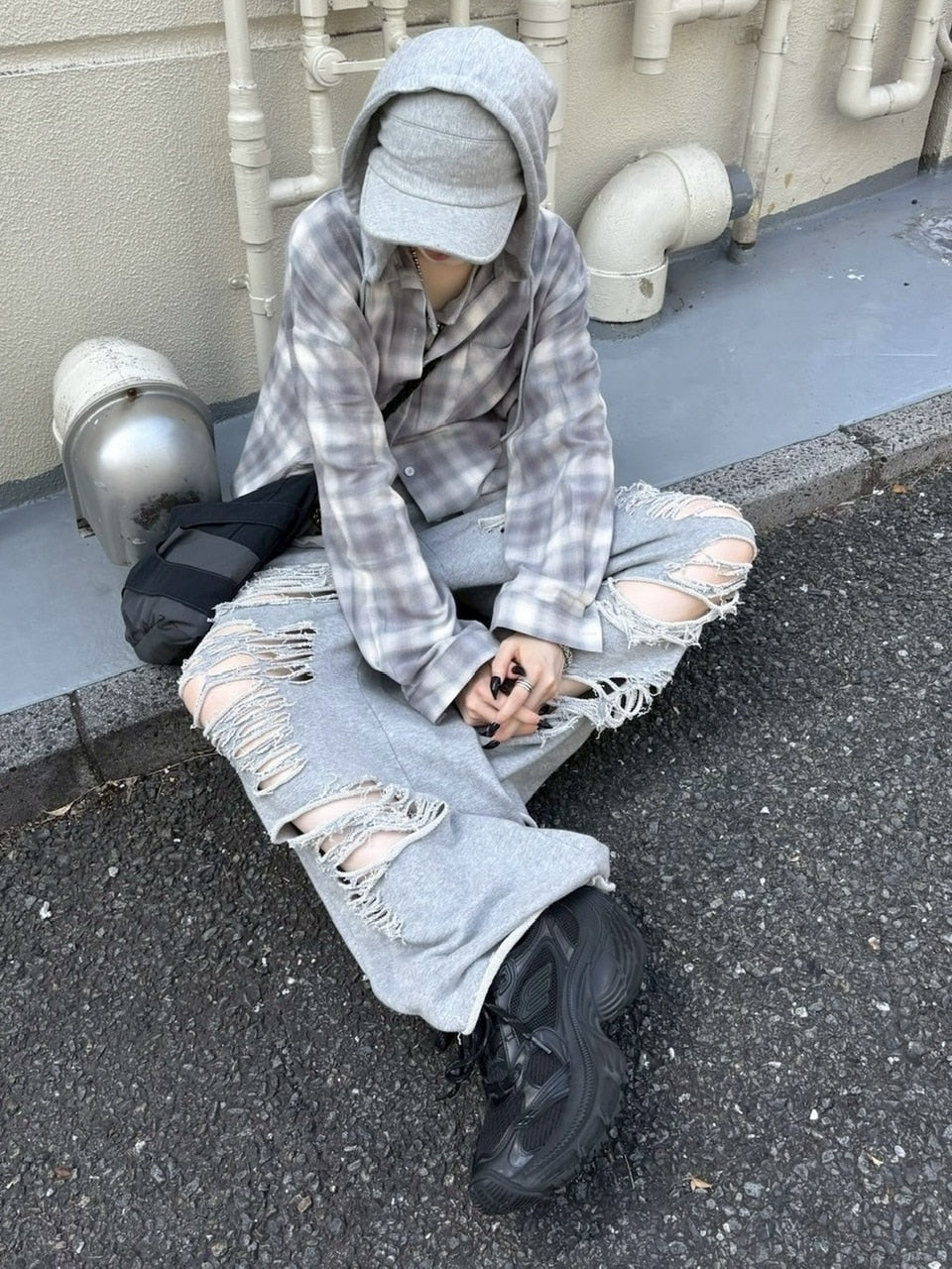 【nmtc +】sweat hooded check shirts / 【エヌエムティーシープラス】フード付きチェックシャツ (2color)