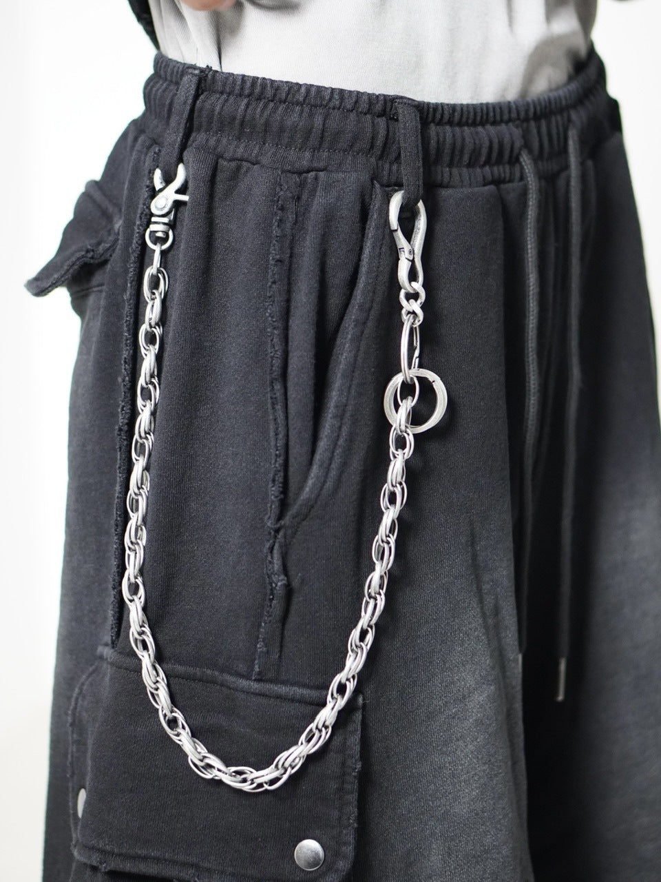 【CHIKASHITSU PLUS HIGH】4 pocket dirty wash sweat cargo pants (wash black) / 【チカシツプラスハイ】マルチポケットダーティーウォッシュスウェットカーゴパンツ