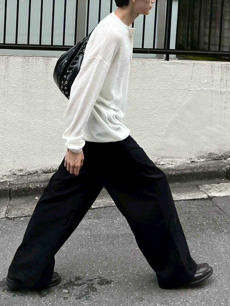 【Chikashitsu +】light touch henry neck knit / 【チカシツプラス】ライトタッチへンリーネックニット (3color)