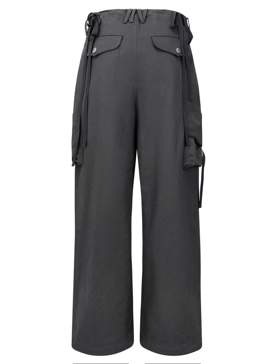 【NACHE】STRAP WIDE CARGO PANTS (UNISEX)