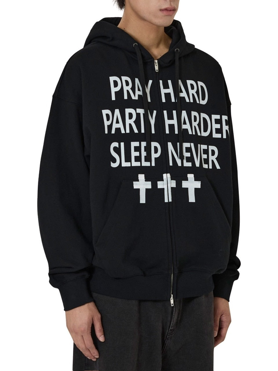 OY】PRAY HARD HOODIE ZIP UP – PRESSING WEB SHOP