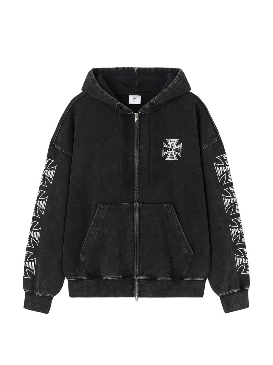 【OY】CROSS FADE WASHED HOODIE ZIP UP