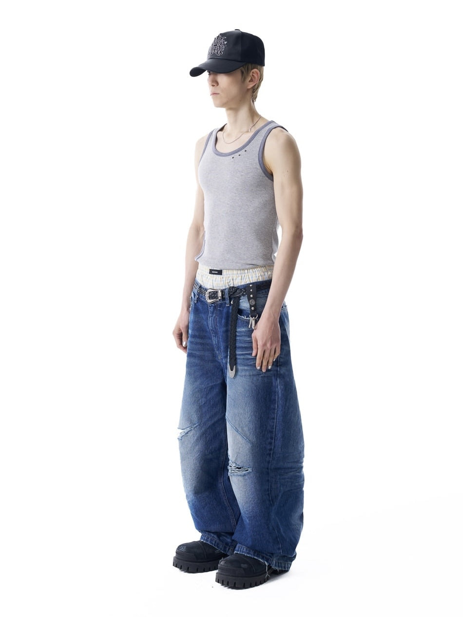 【AAKAM】3-Lined Eyelet Sleeveless