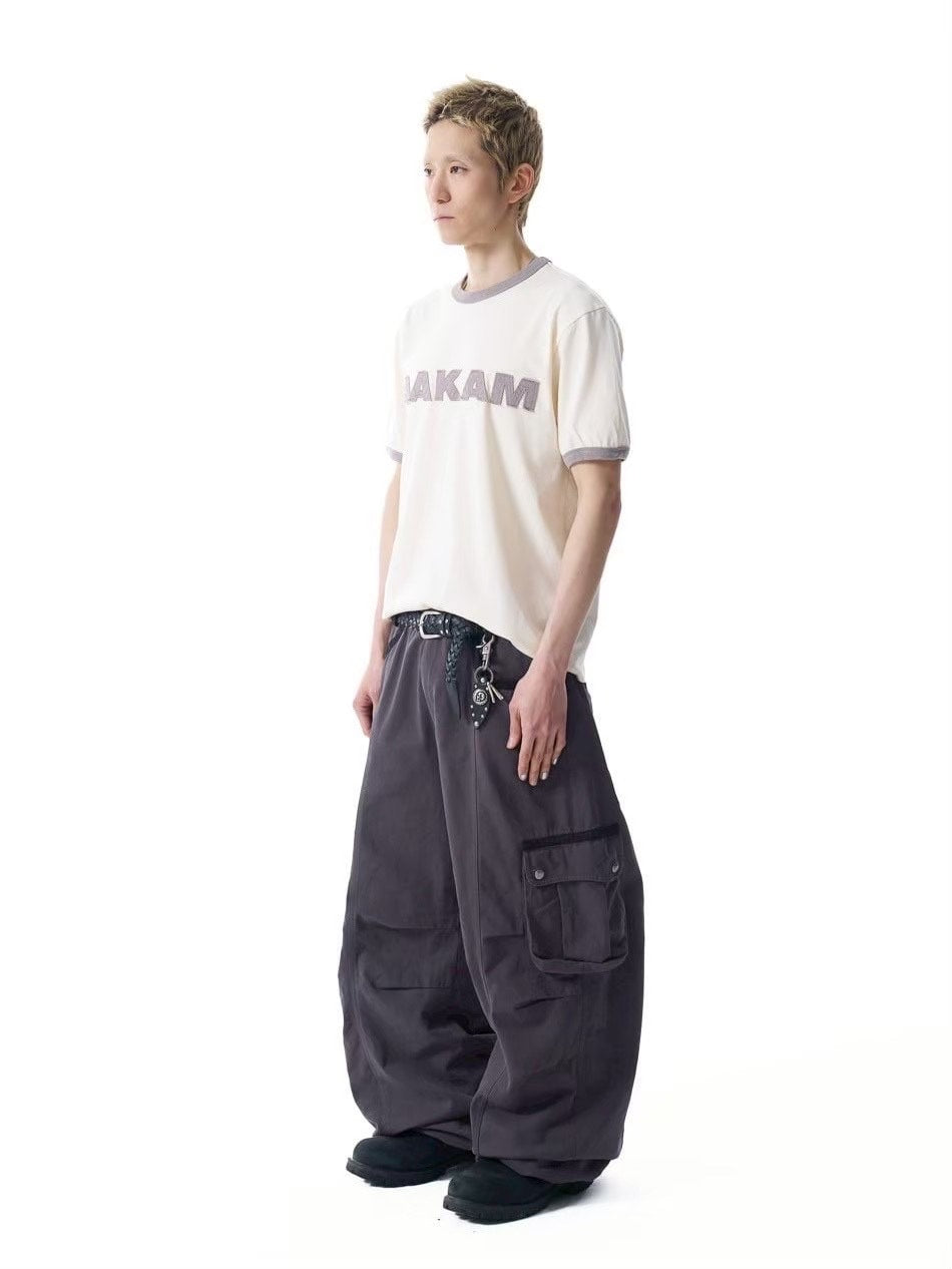 【AAKAM】Knee Pin-tuck Contrast Cargo Pants