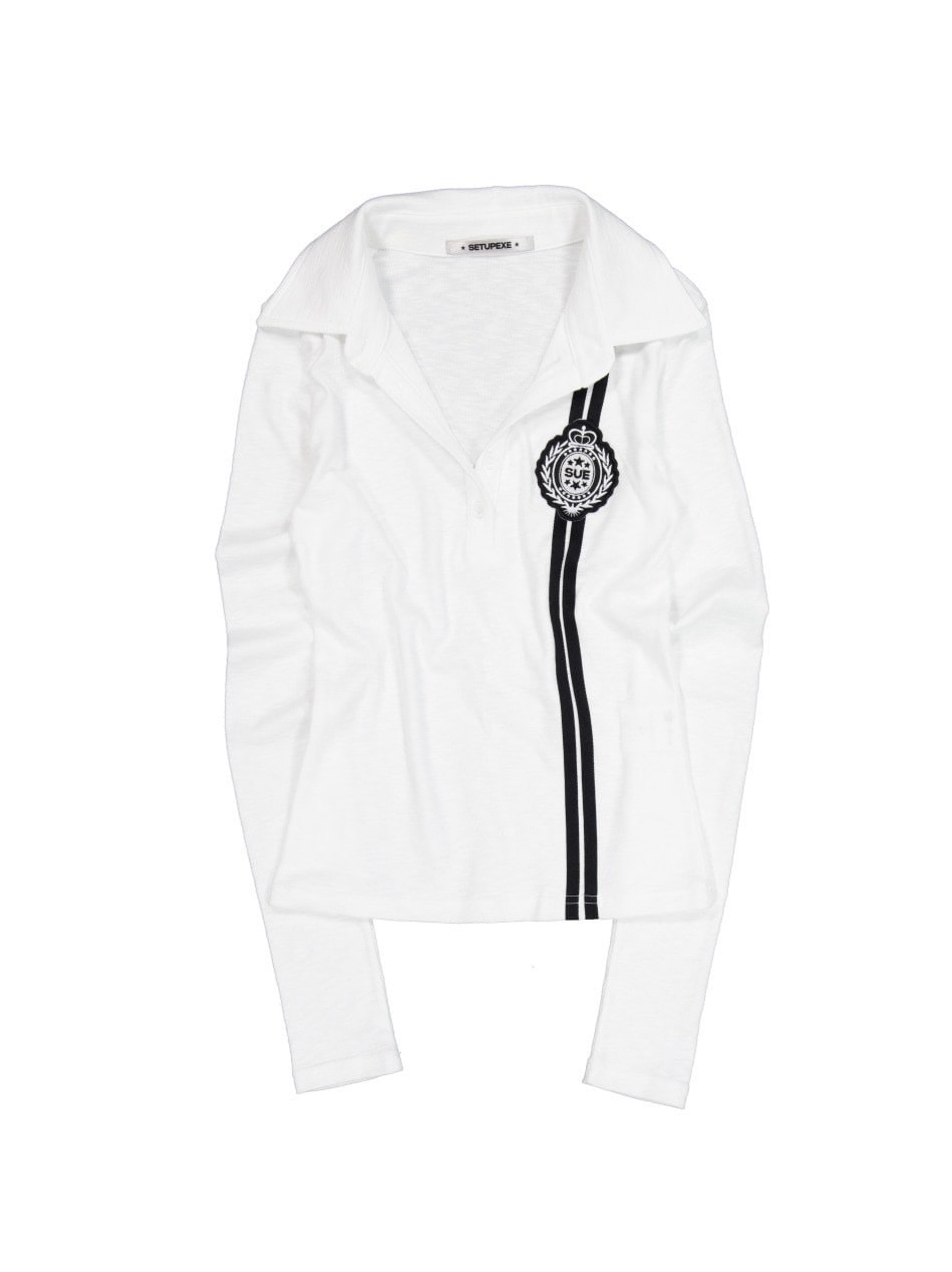 【SETUP‐EXE】WAFFEN LINE COLLAR TEE / 【セットアップエグゼ】ワッフェンラインカラー長袖シャツ