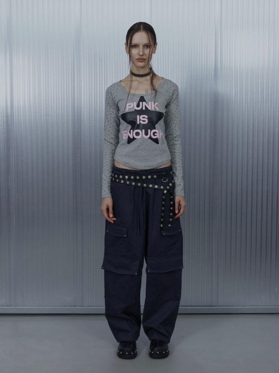 【SETUP‐EXE】STAR SLEEVE PUNK TOP / 【セットアップエグゼ】スタースリーブパンク長袖Ｔシャツ