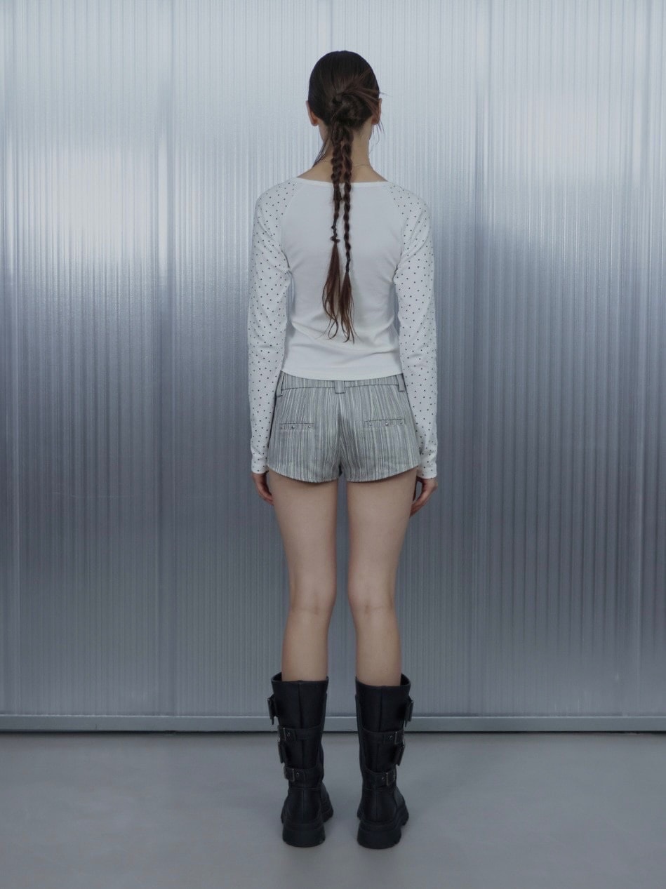 【SETUP‐EXE】STRIPED STUDDED SHORT PANTS / 【セットアップエグゼ】ストライプスタッヅショートパンツ