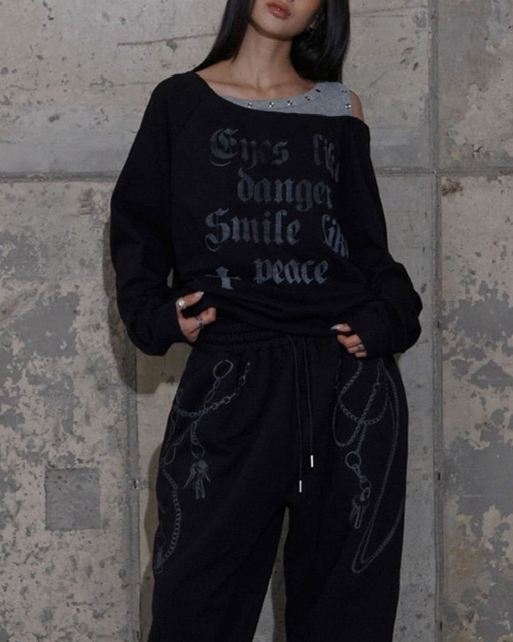 【FANCY CLUB】ROSARY NOIRER SWEATSHIRT / 【ファンシークラブ】ロザリーノイアースウェット長袖Ｔシャツ