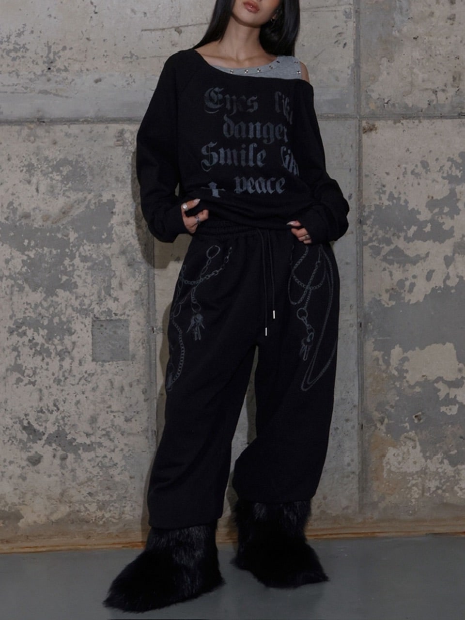 【FANCY CLUB】ROSARY NOIRER SWEATSHIRT / 【ファンシークラブ】ロザリーノイアースウェット長袖Ｔシャツ