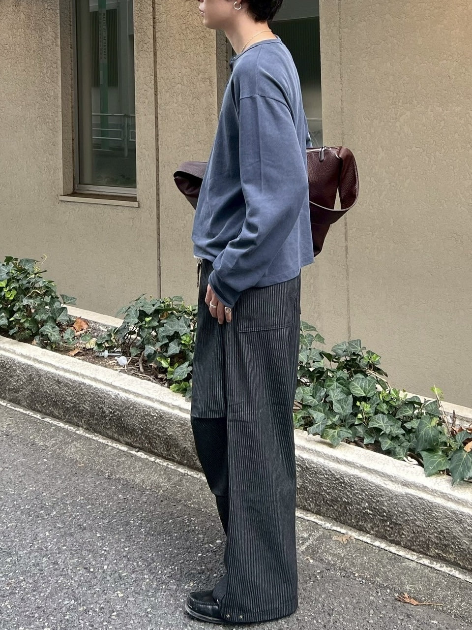 受注制【Chikashitsu +】double button henry neck long sleeve tee / 【チカシツプラス】ダブルボタンヘンリーネック長袖Tシャツ (4color)