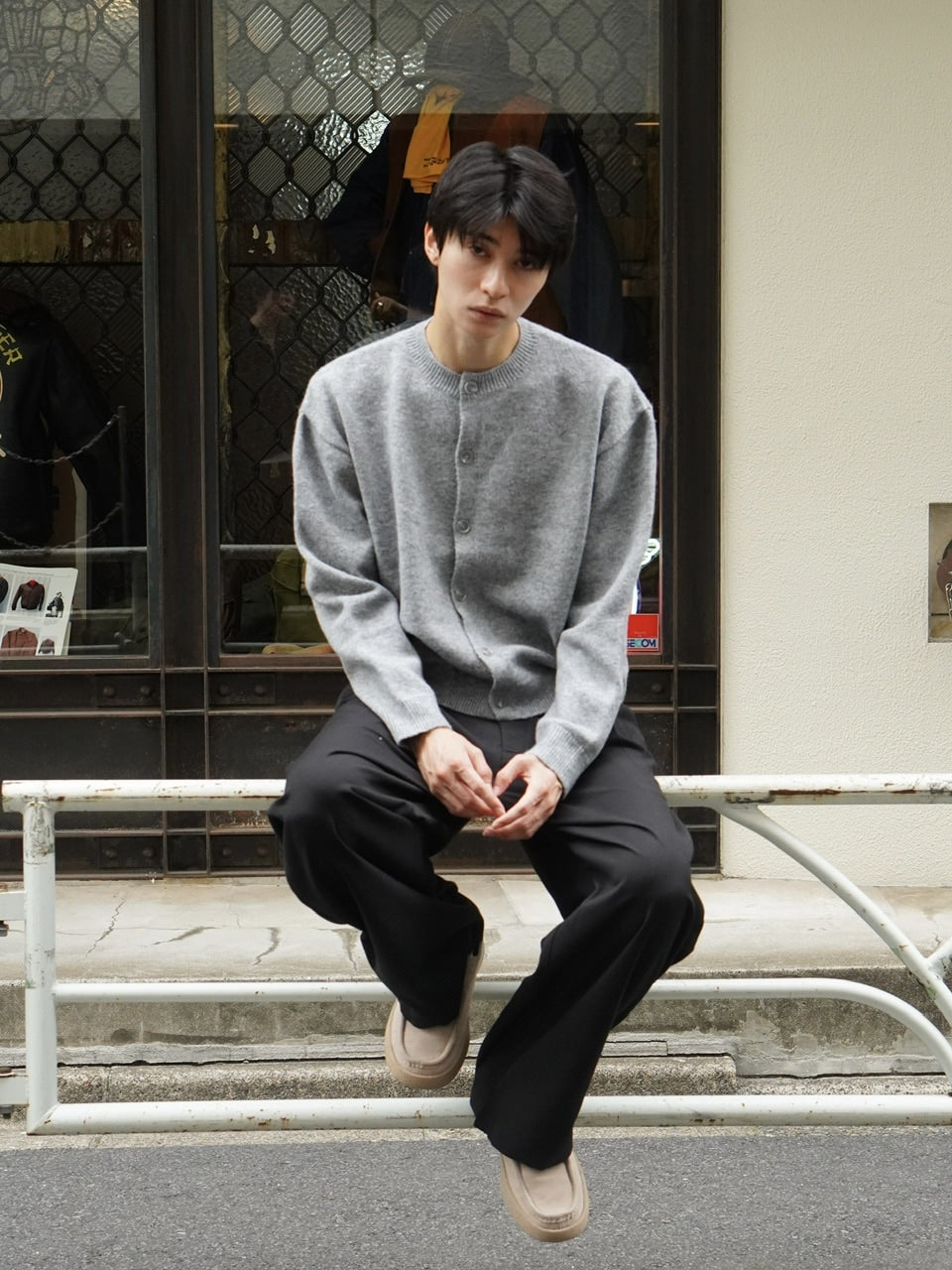 東京店WEB限定受注制【Chikashitsu +】soft touch crew neck knit cardigan / 【チカシツプラス】ソフトタッチクルーネックニットカーディガン (4color)