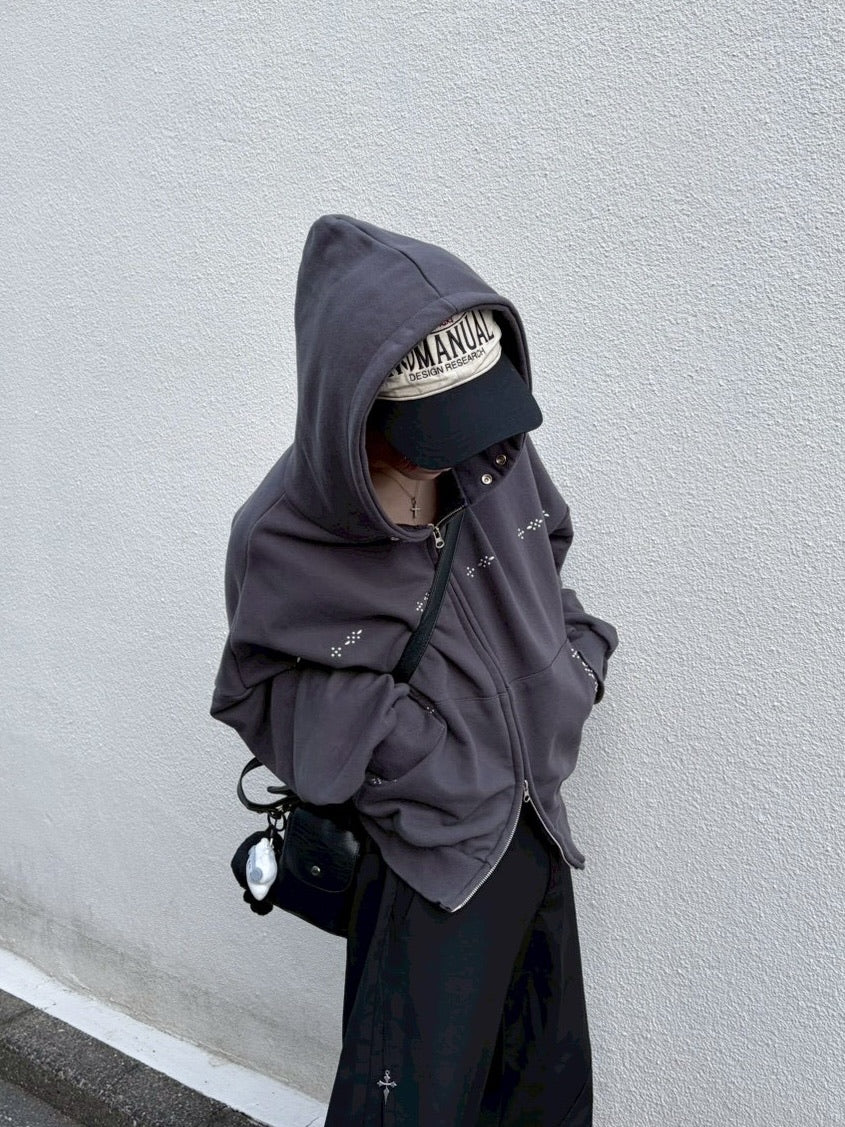 受注制【LUV CODE】studs zip up hoodie (2color)