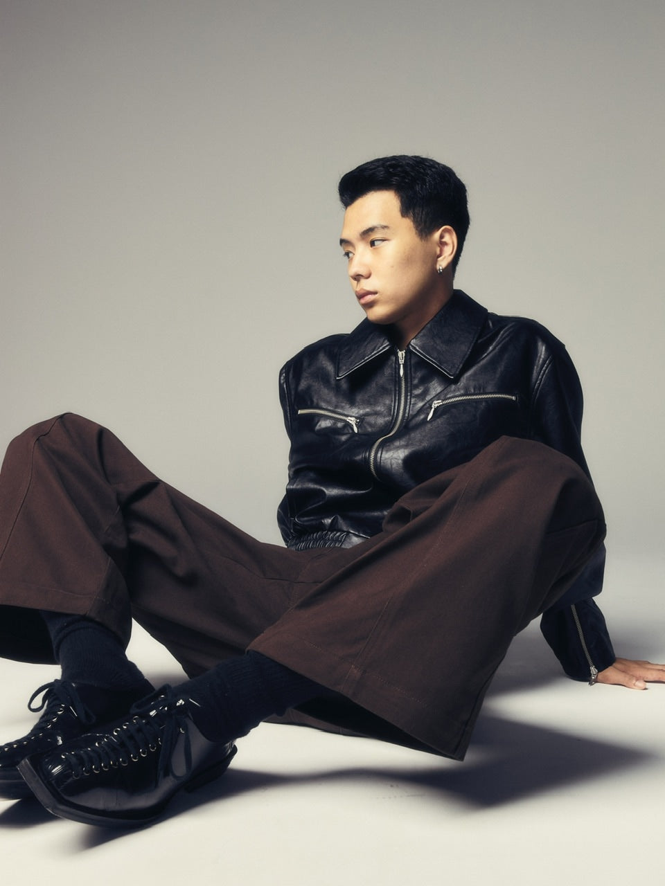 【CS】multi zip faded wash blouson (black)