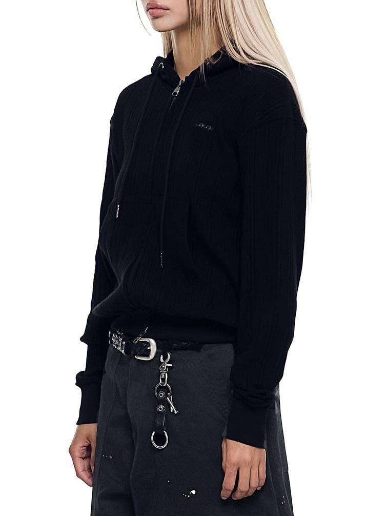 【AAKAM】Knitted Zip-Up Hoodie