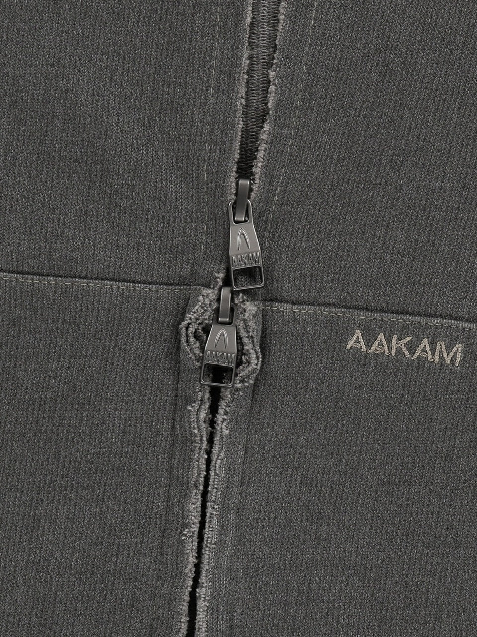 【AAKAM】Vintage Damaged Zip-Up Hoodie
