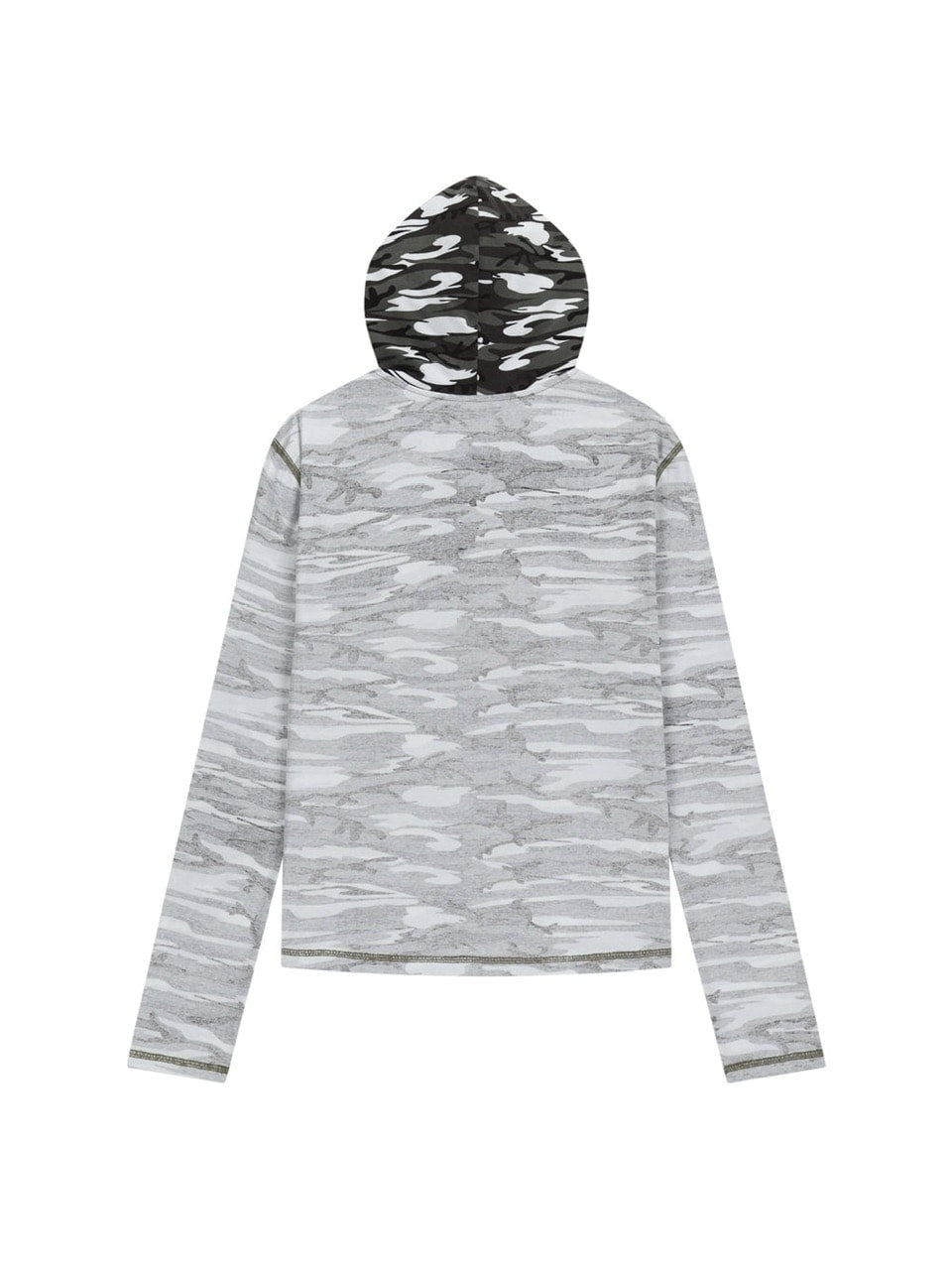 【AAKAM】Camo Contrast Hooded Long Sleeve