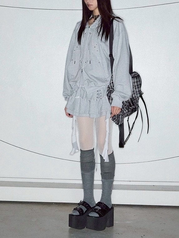 【NOT KNOWING】Gothic Cross Hood Zip Up / 【ノットノーイング】ゴシッククロスフードパーカー