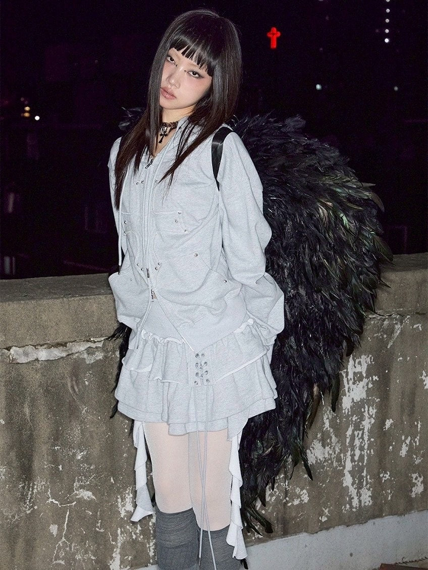 【NOT KNOWING】3 Tiered Lace-Up Ruffle Skirt / 【ノットノーイング】３ティアードレースアップラッフルスカート