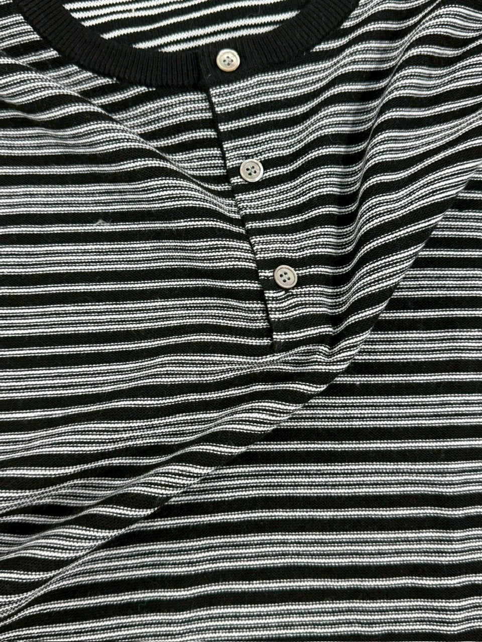 受注制【Chikashitsu +】cropped henry neck border knit / 【チカシツプラス】クロップドヘンリーネックボーダーニット (3color)