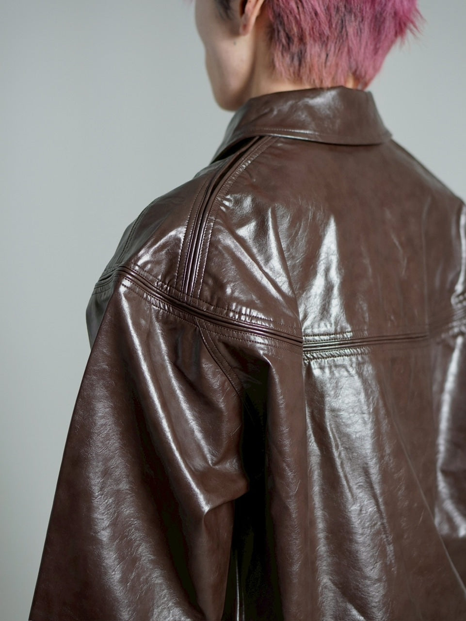 受注制【Chikashitsu +】round stitch non-leather jacket / 【チカシツプラス】ラウンドステッチノンレザージャケット (2color)