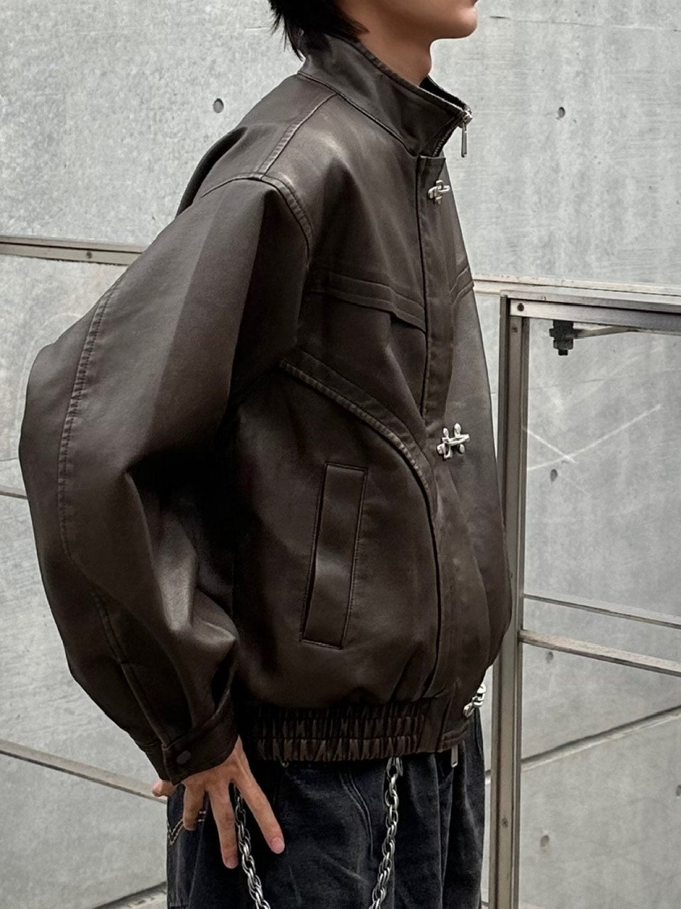 大阪店WEB限定受注制【Chikashitsu +】overfit fireman leather jacket / 【チカシツプラス】オーバーフィットファイアマンレザージャケット (2color)