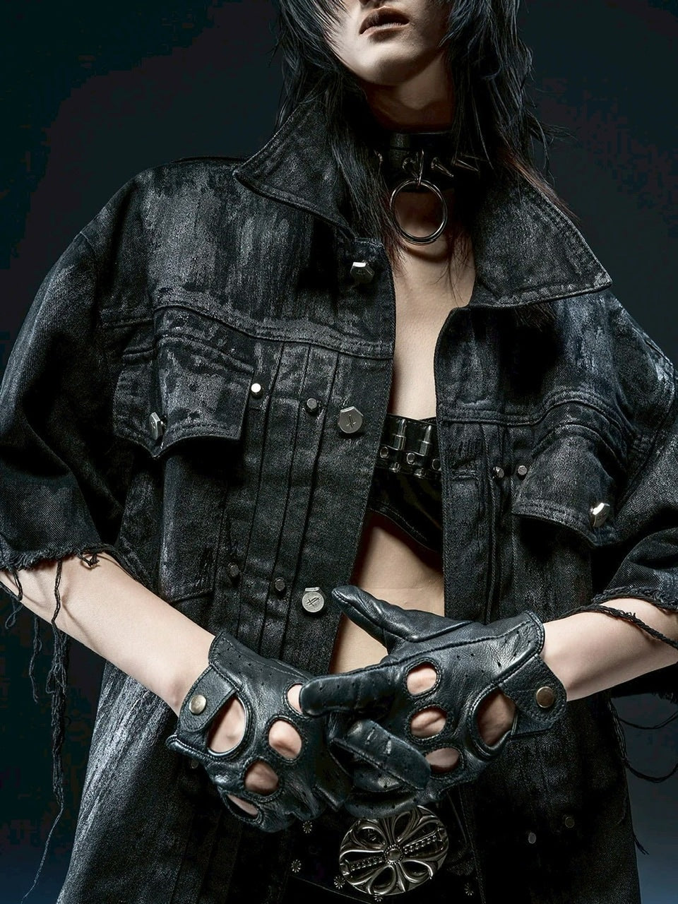 1/2 20:00再販【RICH】Knight Wide Waxed Shirt / 【リッチ】クロスバック半袖デニムシャツ