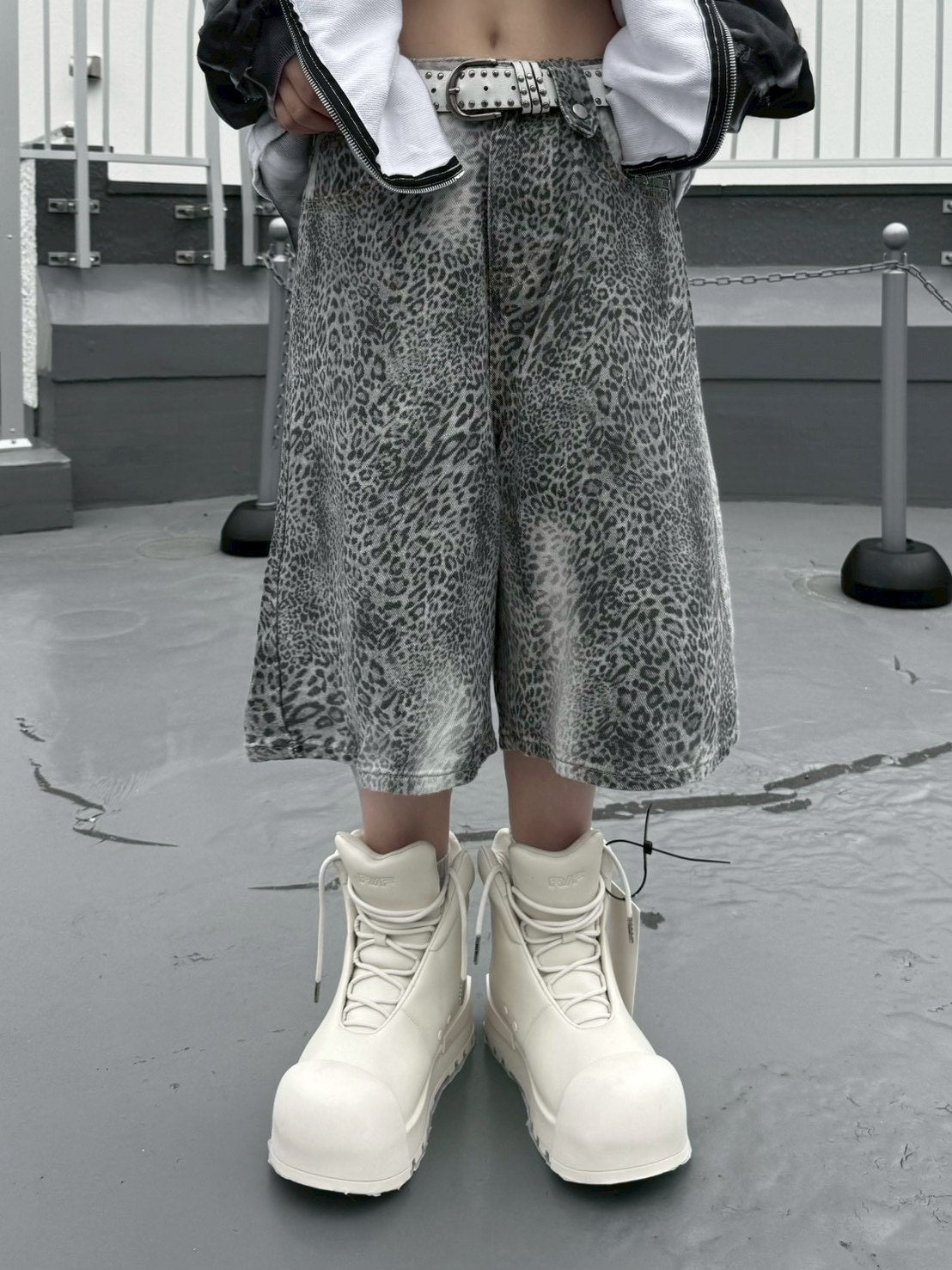 【Never mind the XU】leopard half pants / 【ネバーマインドザエックスユー】レオパードハーフパンツ (2color)