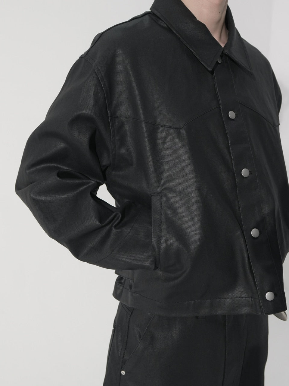 【CS】coated denim jacket(black)