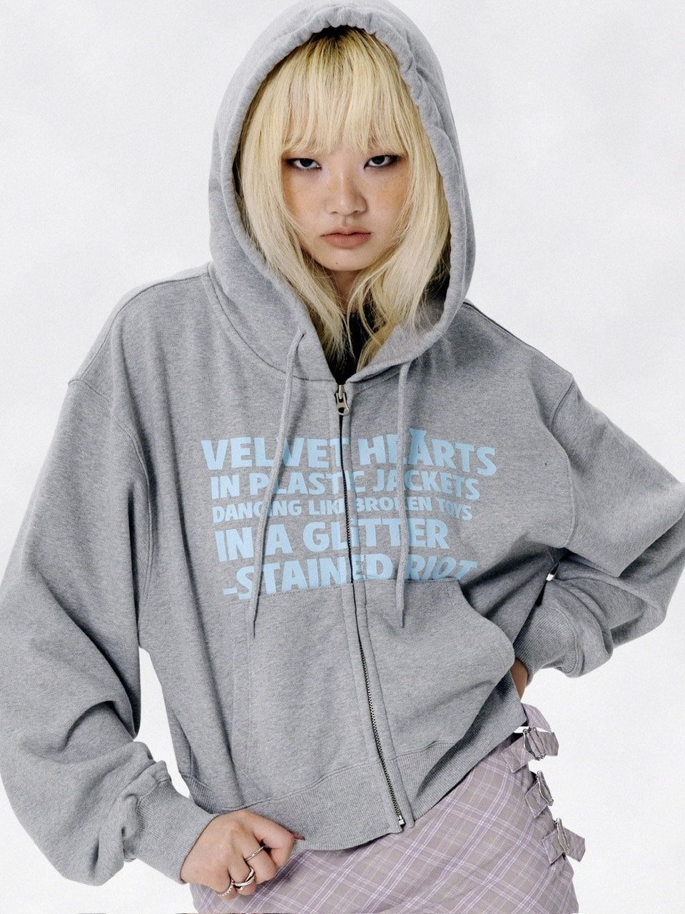 【runningHIGH】[RENEWAL] LETTERING CROP ZIP UP HOODIE / 【ランニングハイ】レタリングクロップジップアップパーカー