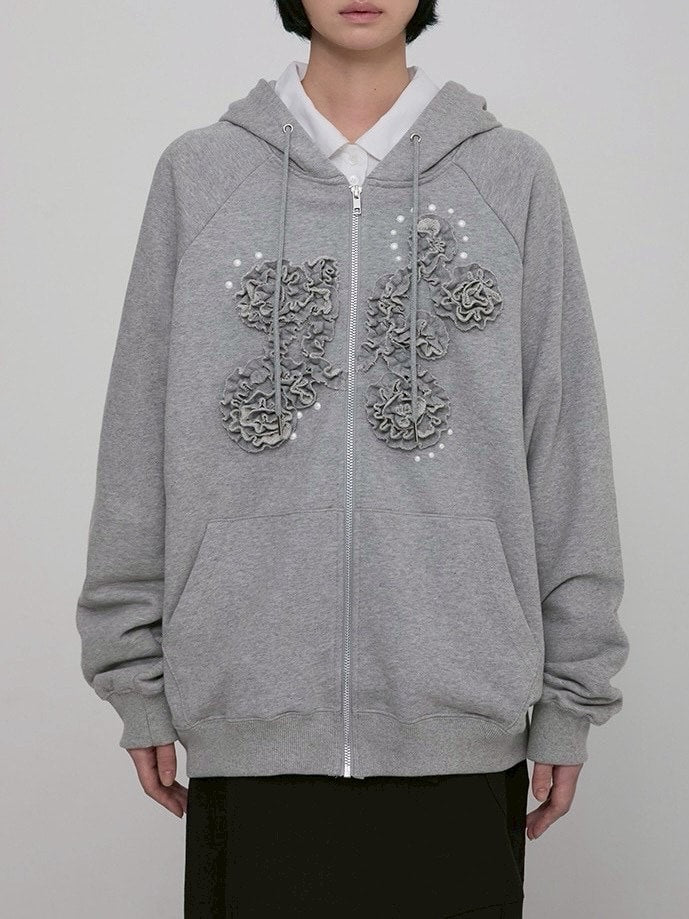 【FLAREUP】Ruffle Zip Hoodie / 【フレアアップ】ラッフルジップアップパーカー