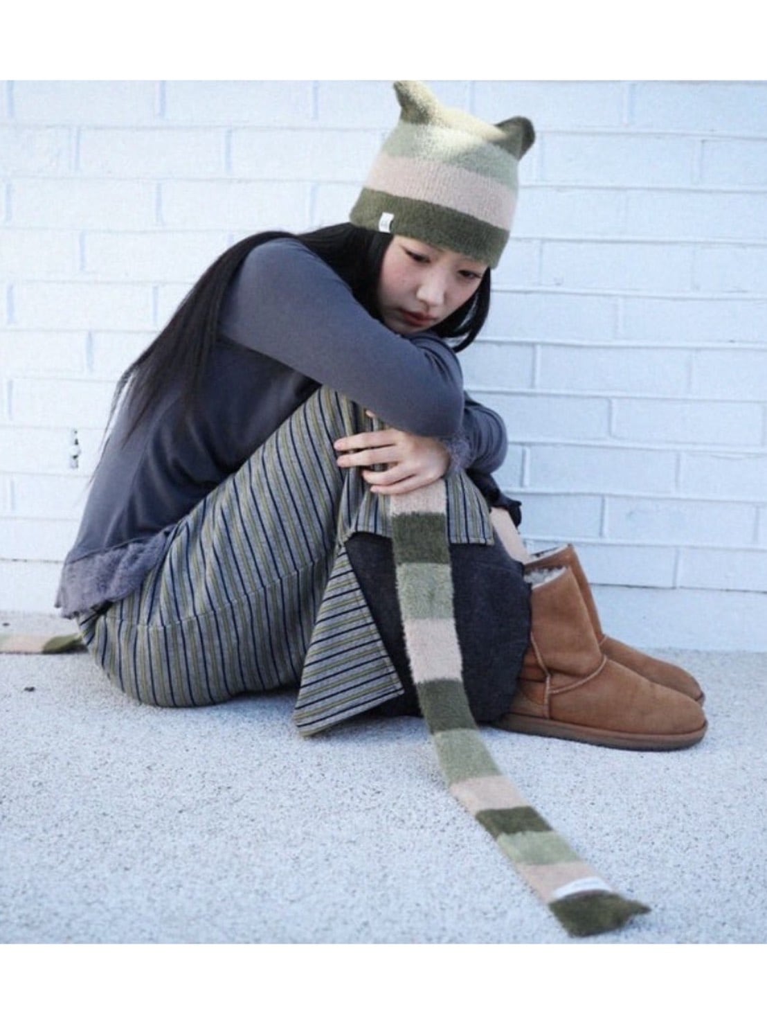 12/21 20:00 再販【Uglyshadow】STRIPED CAT BEANIE