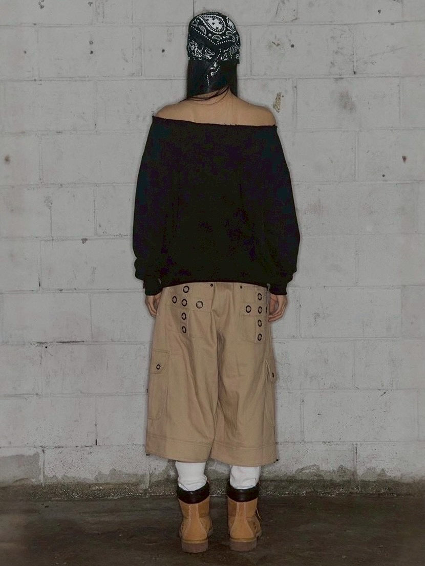 【FANCY CLUB】NECKLISS ONE-SHOULDER SWEATSHIRT / 【ファンシークラブ】ネックレスワンショルダースウェット長袖Tシャツ "